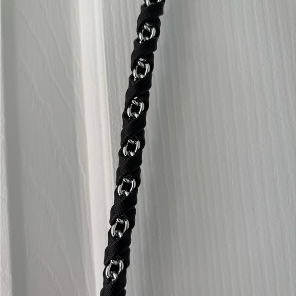 Black Designer Shoulder Bag with Leopard Accent - Picture 4 of 5